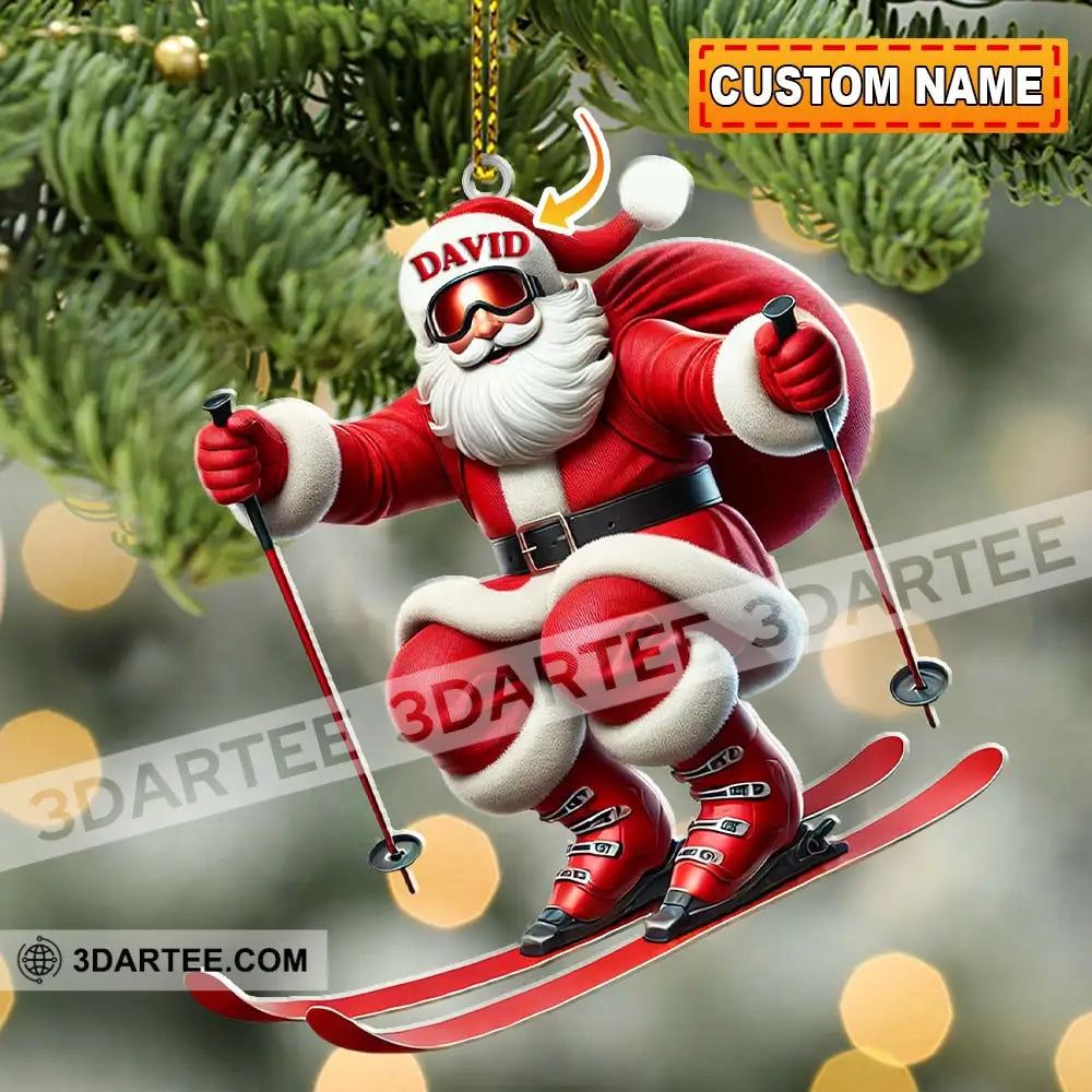 Santa Skiing Christmas Ornament Personalized Ornament 3.54’’ / 1 Ornament Ornament