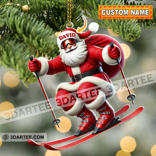 Santa Skiing Christmas Ornament Personalized Ornament 3.54’’ / 1 Ornament Ornament