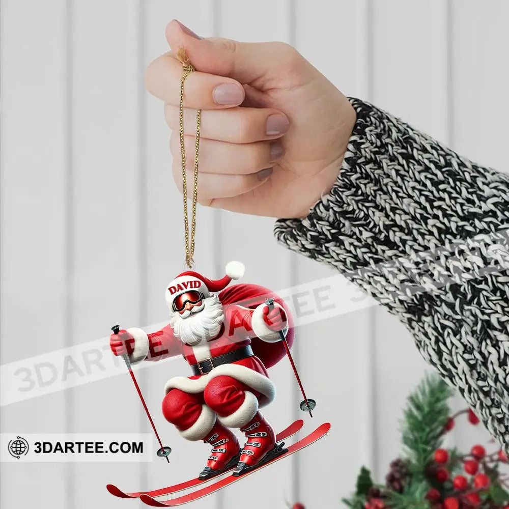 Santa Skiing Christmas Ornament Personalized Ornament Ornament