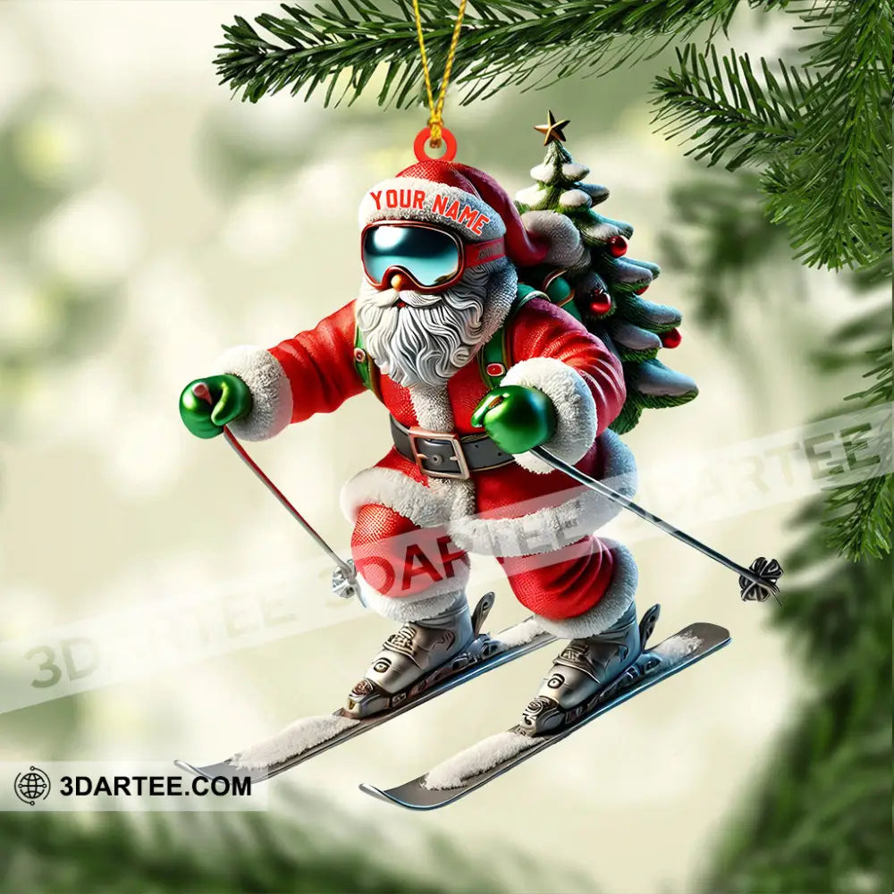 Santa Skiing Christmas Ornament Personalized Ornament Ornament