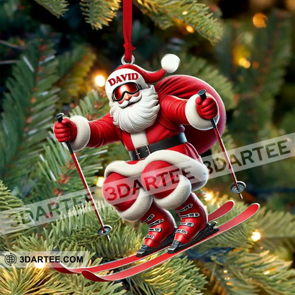 Santa Skiing Christmas Ornament Personalized Ornament Ornament
