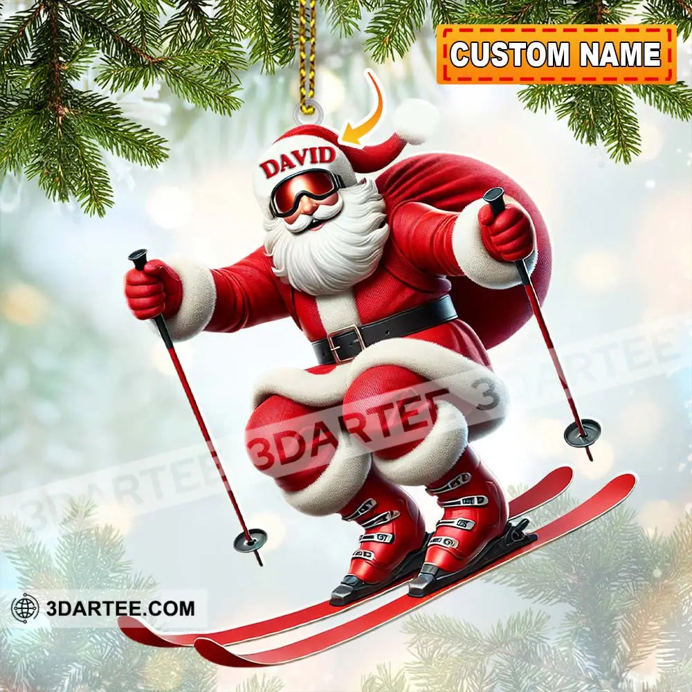 Santa Skiing Christmas Ornament Personalized Ornament Ornament