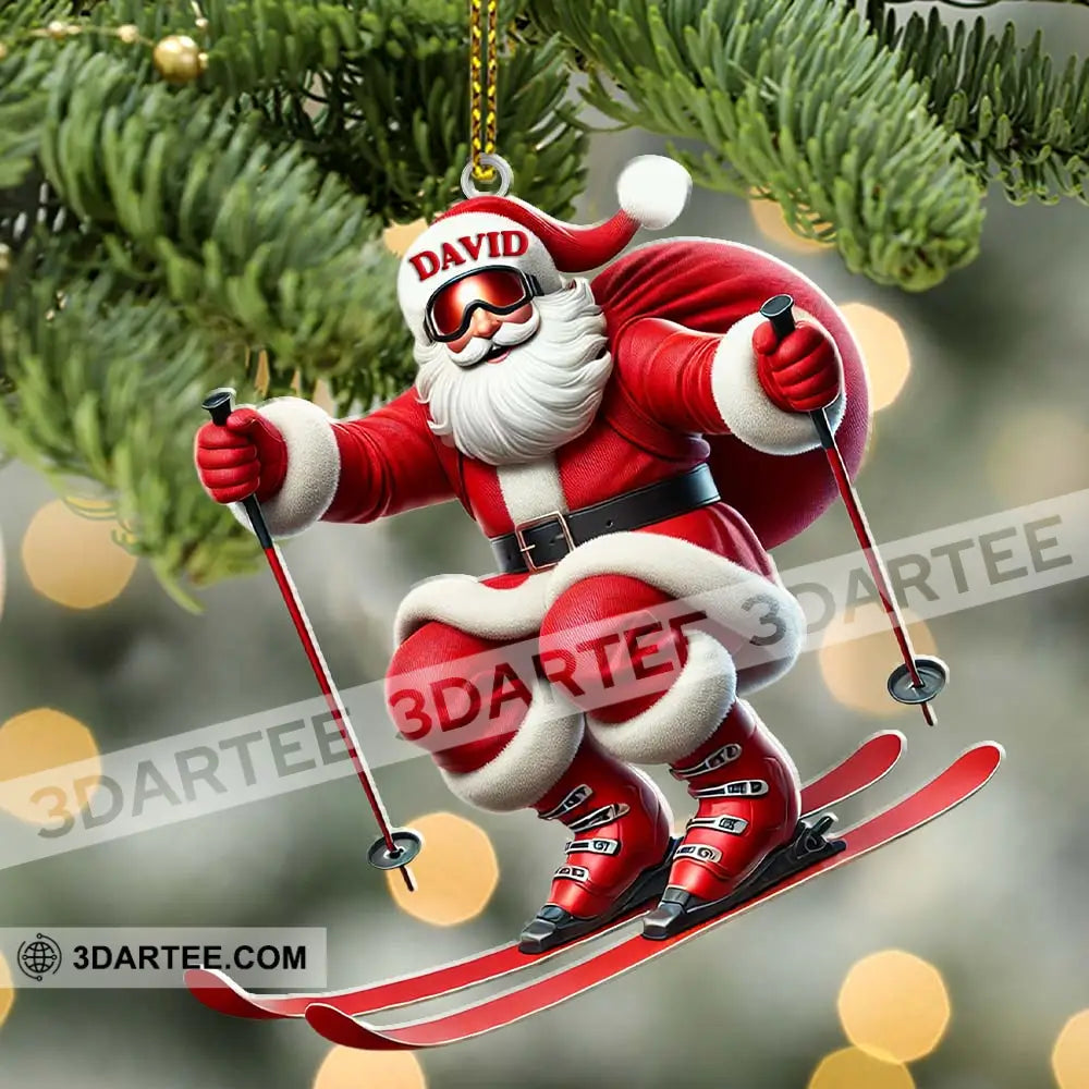 Santa Skiing Christmas Ornament Personalized Ornament Ornament
