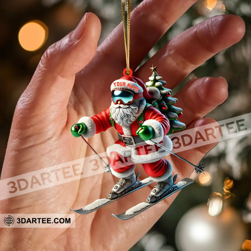 Santa Skiing Christmas Ornament Personalized Ornament Ornament