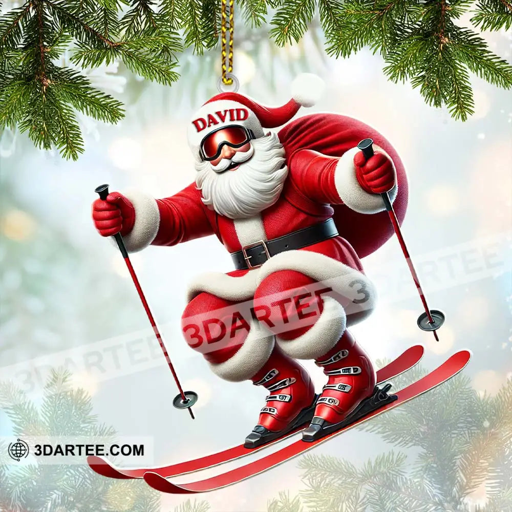 Santa Skiing Christmas Ornament Personalized Ornament Ornament