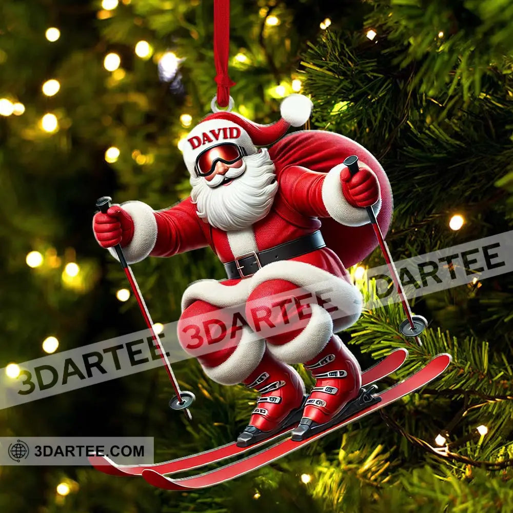 Santa Skiing Christmas Ornament Personalized Ornament Ornament