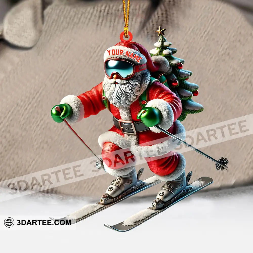 Santa Skiing Christmas Ornament Personalized Ornament Ornament