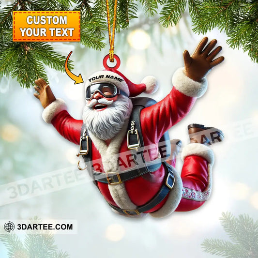 Santa Skydiving Christmas Ornament Personalized Ornament 3.54’’ / 1 Ornament Ornament