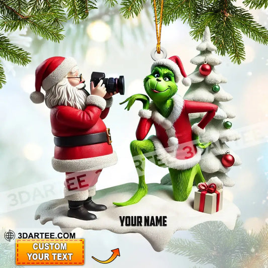 Santa Take Photo Home Decor Christmas Ornament Personalized Ornament 3.54’’ / 1 Ornament Ornament