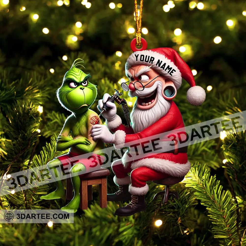 Santa Tattoo Artist Christmas Ornament Personalized Ornament Ornament