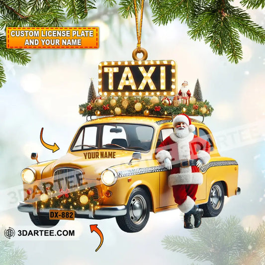 Santa Taxi Christmas Ornament Personalized Ornament 3.54’’ / 1 Ornament Ornament