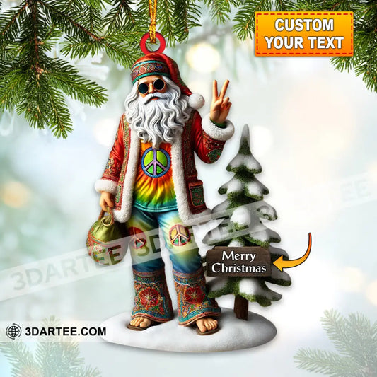 Santa Wearing Hippie Christmas Ornament Personalized Ornament 3.54’’ / 1 Ornament Ornament
