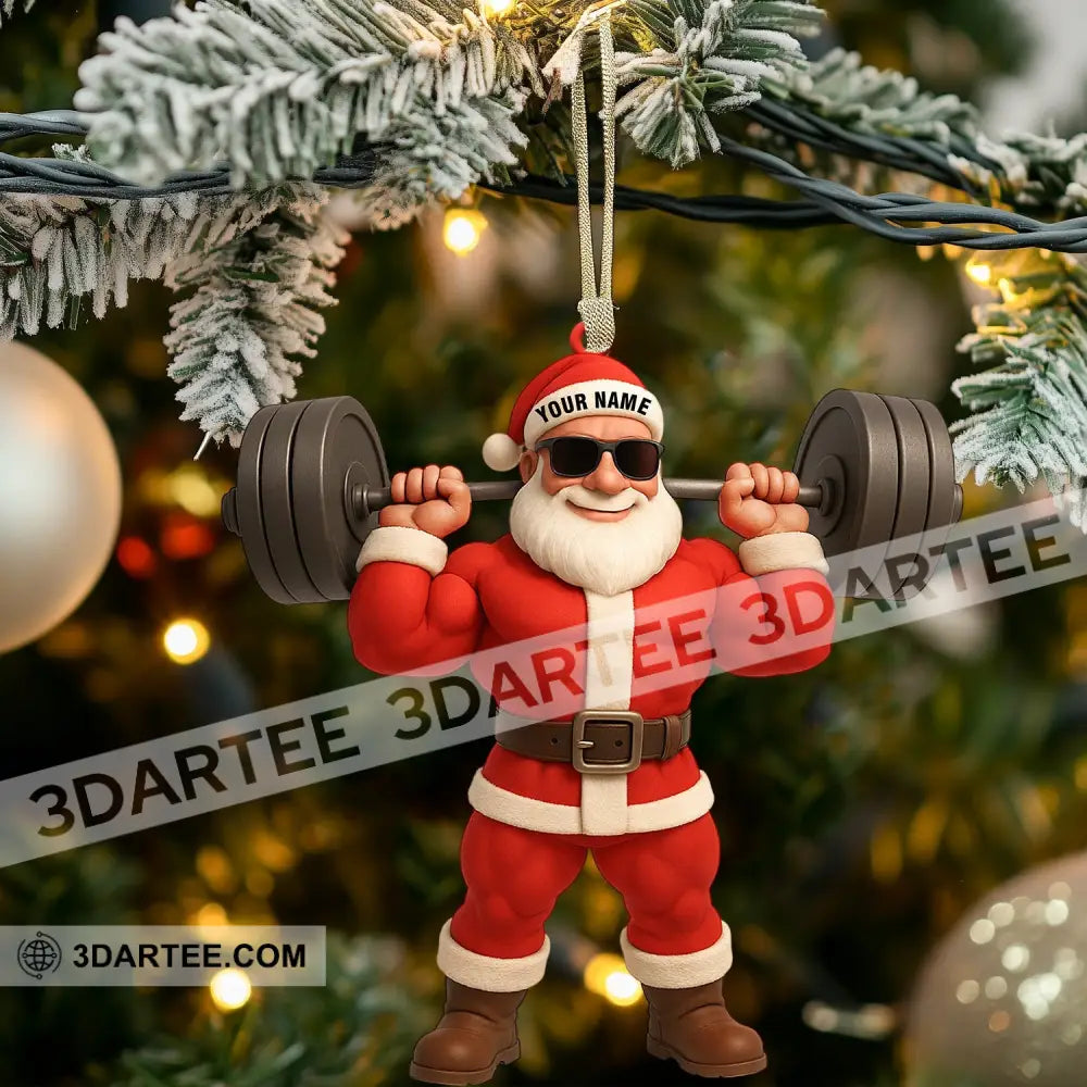 Santa Weightlifting Home Decor Christmas Ornament Personalized Ornament Ornament