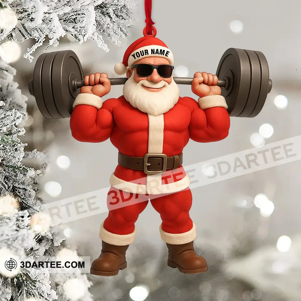 Santa Weightlifting Home Decor Christmas Ornament Personalized Ornament Ornament