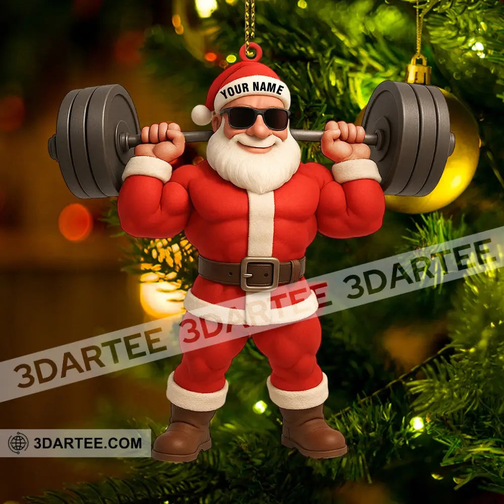 Santa Weightlifting Home Decor Christmas Ornament Personalized Ornament Ornament