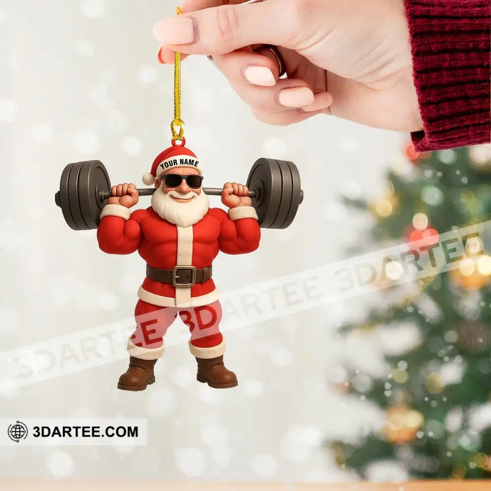 Santa Weightlifting Home Decor Christmas Ornament Personalized Ornament Ornament