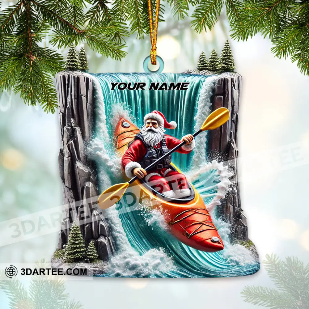 Santa White Water Rafting Christmas Ornament Personalized Ornament Ornament