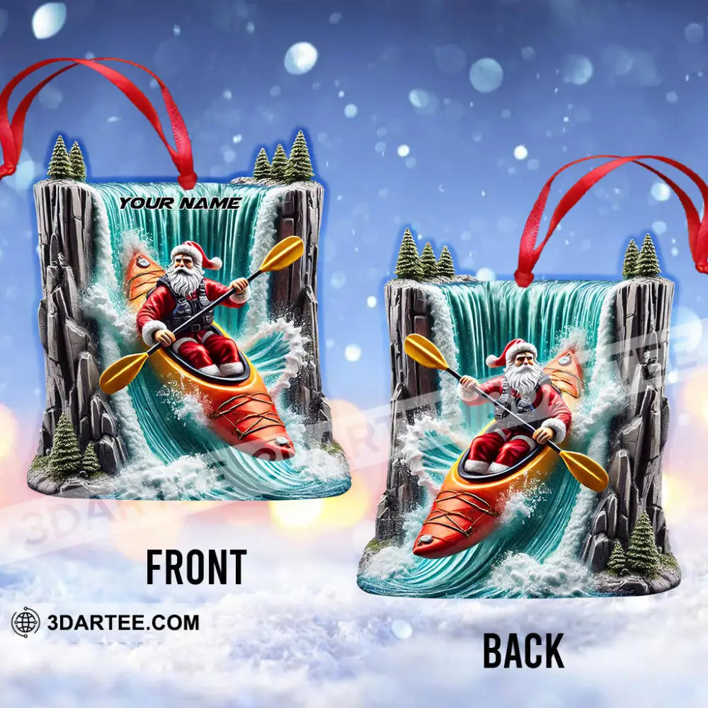 Santa White Water Rafting Christmas Ornament Personalized Ornament Ornament