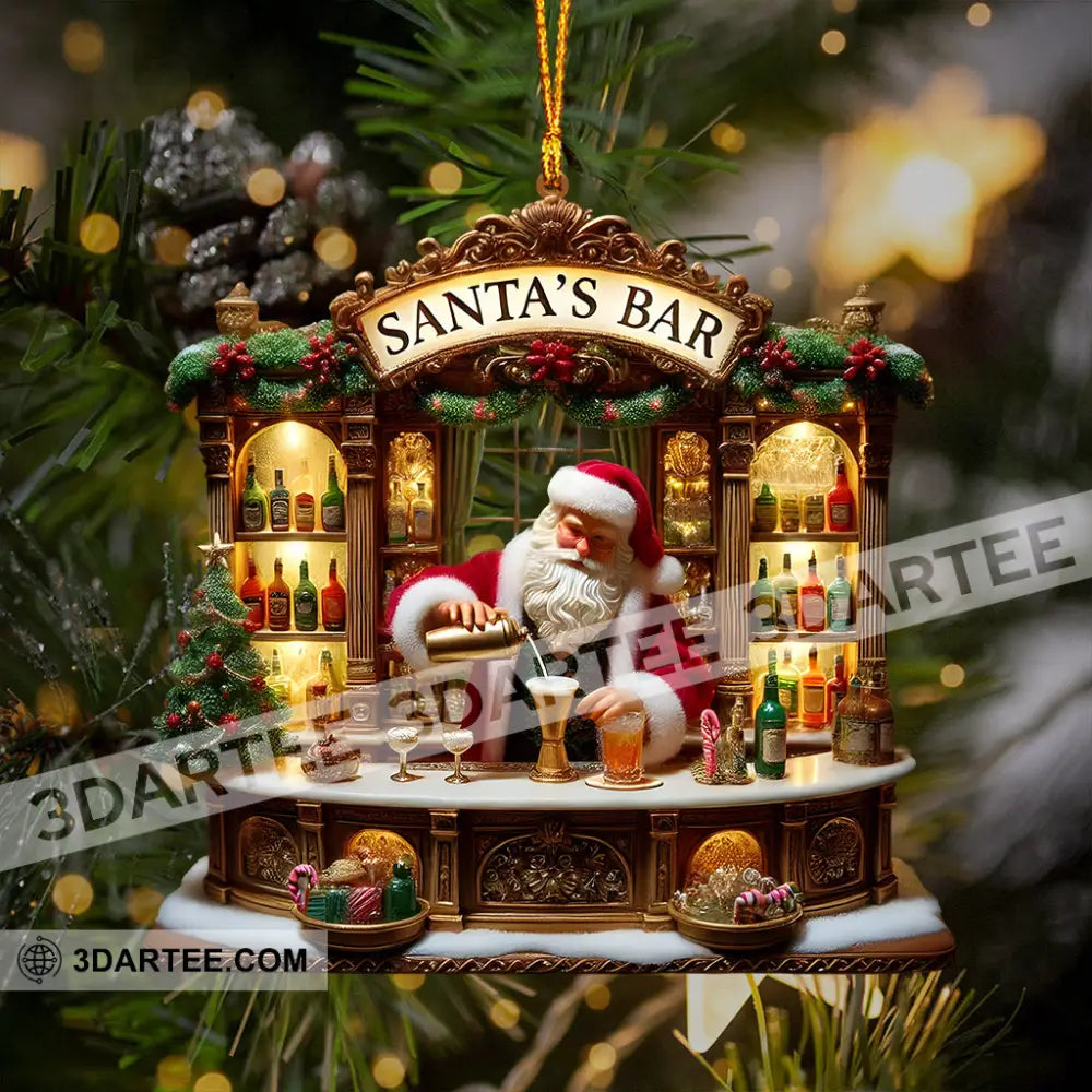 Santa’s Bar Christmas Ornament Bartender Ornament Personalized Ornament Ornament