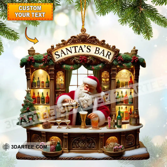 Santa’s Bar Christmas Ornament Bartender Ornament Personalized Ornament 3.54’’ / 1 Ornament Ornament