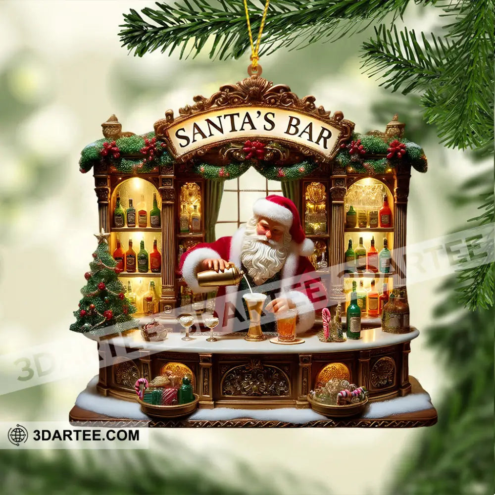 Santa’s Bar Christmas Ornament Bartender Ornament Personalized Ornament Ornament