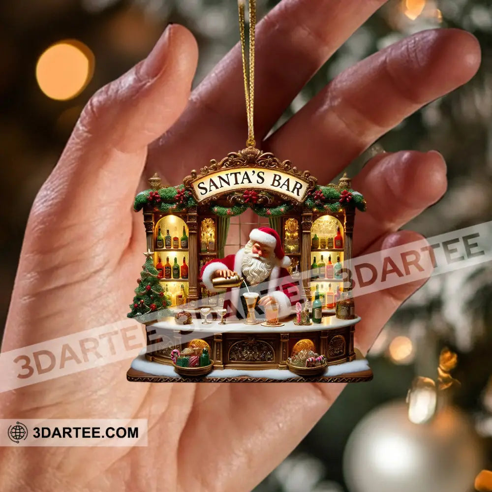 Santa’s Bar Christmas Ornament Bartender Ornament Personalized Ornament Ornament