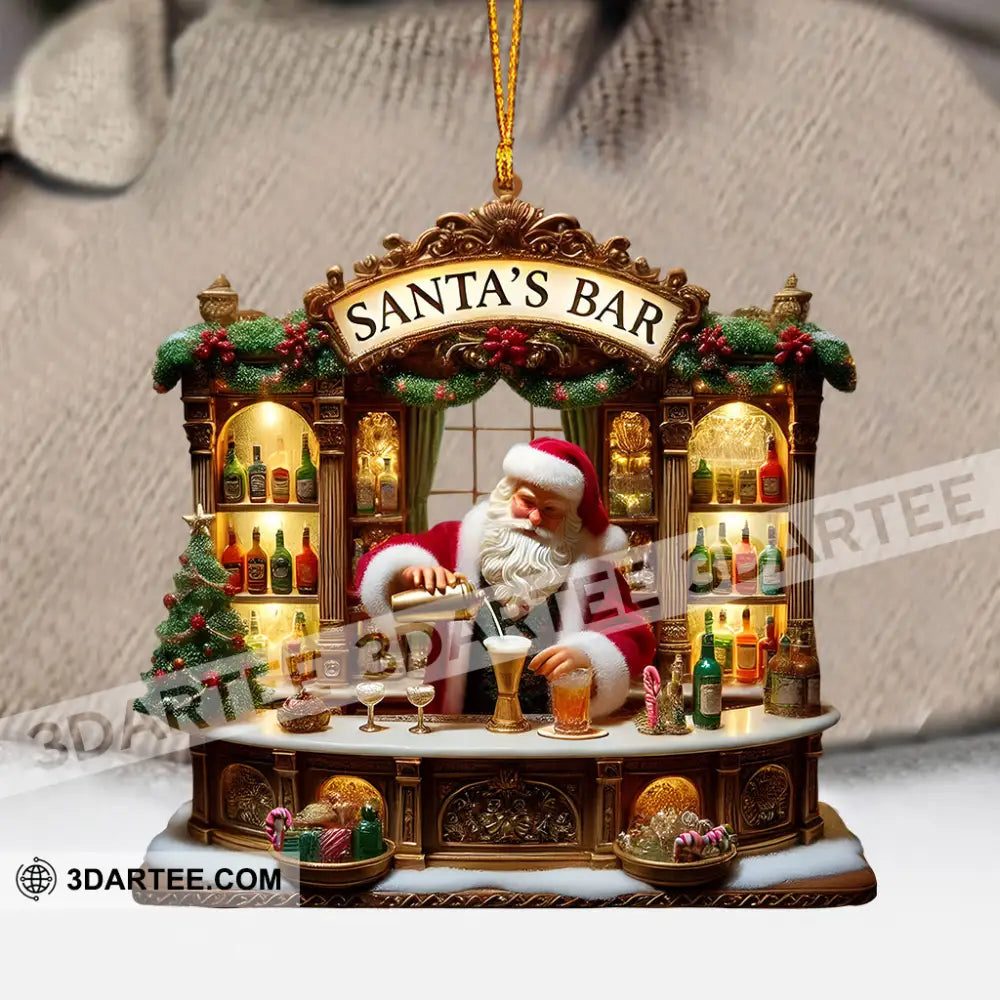 Santa’s Bar Christmas Ornament Bartender Ornament Personalized Ornament Ornament