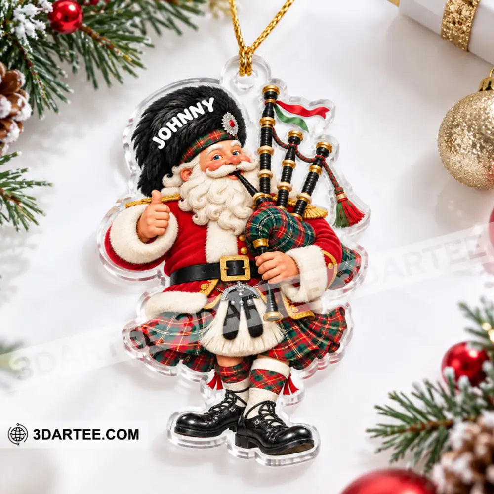 Scottish Bagpiper Santa Home Decor Christmas Ornament Personalized Ornament - Ornament