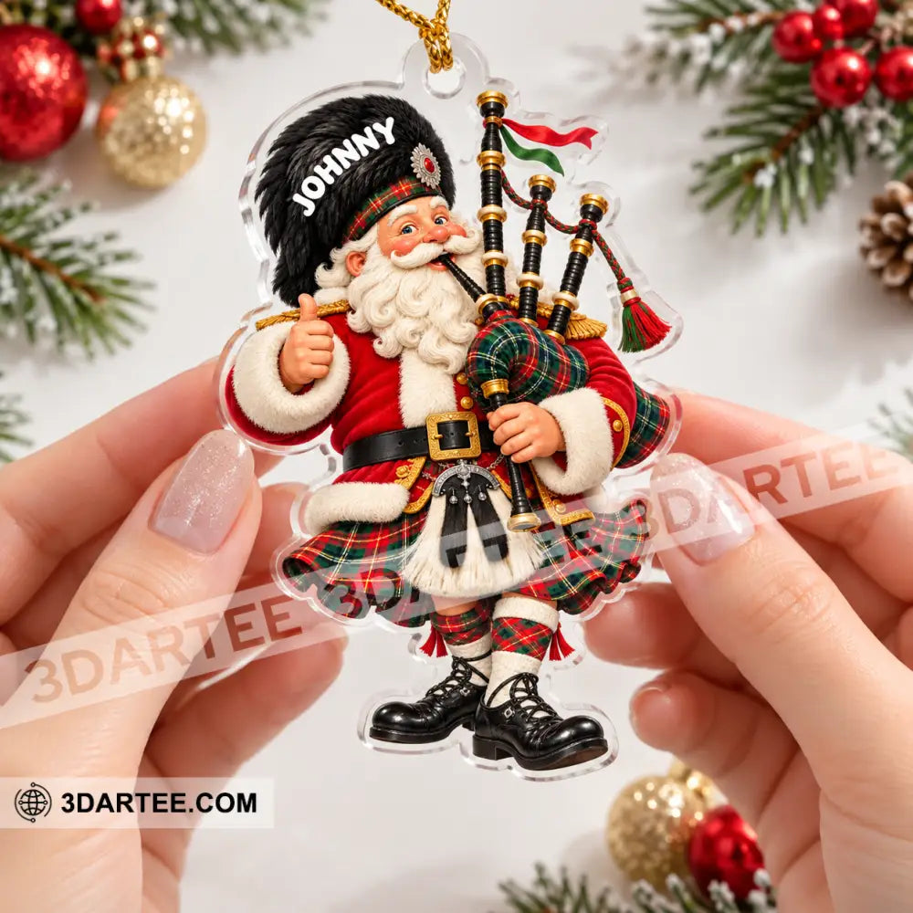 Scottish Bagpiper Santa Home Decor Christmas Ornament Personalized Ornament - Ornament