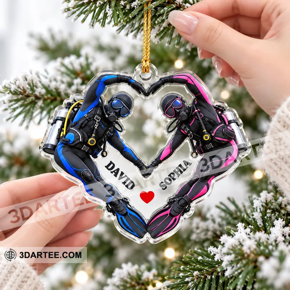 Scuba Diving Couple Home Decor Christmas Ornament Personalized Ornament - Ornament