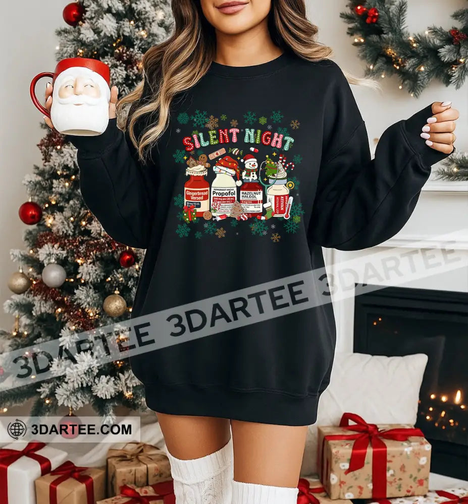 Silent Night Gift For Christmas Hoodie Apparel