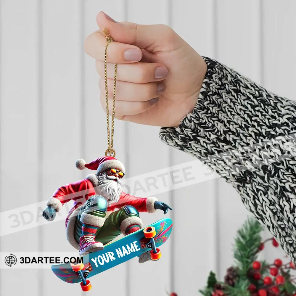 Skateboarding Santa Christmas Ornament Personalized Ornament Ornament