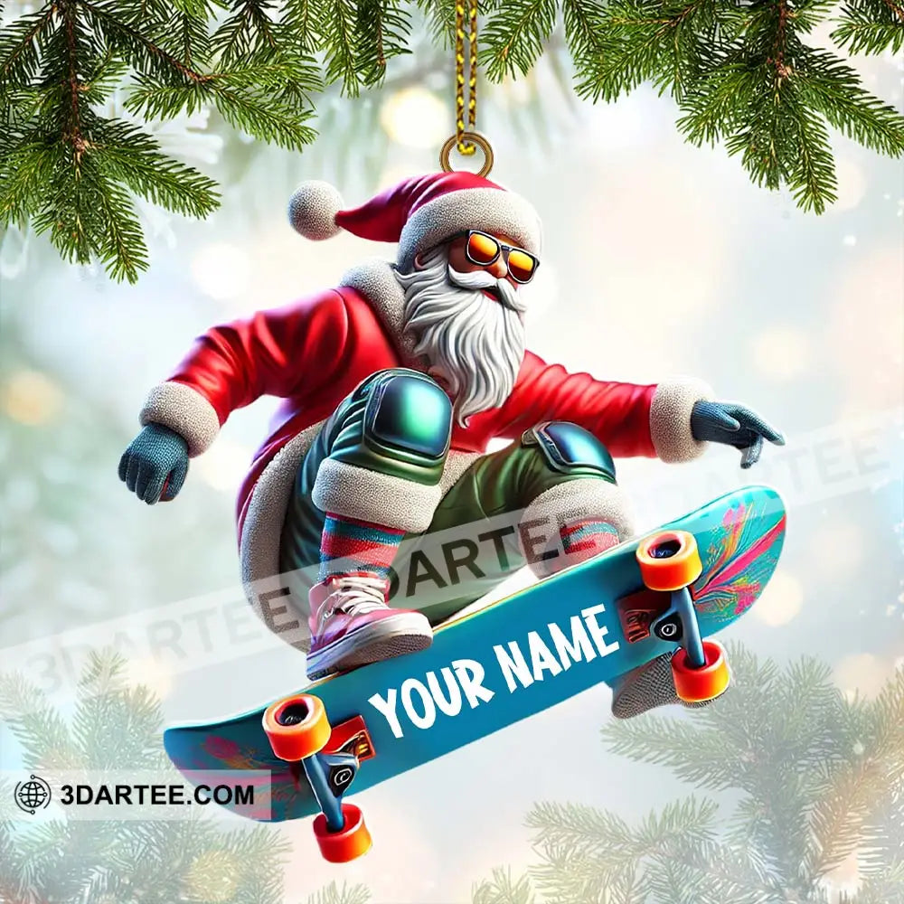Skateboarding Santa Christmas Ornament Personalized Ornament Ornament