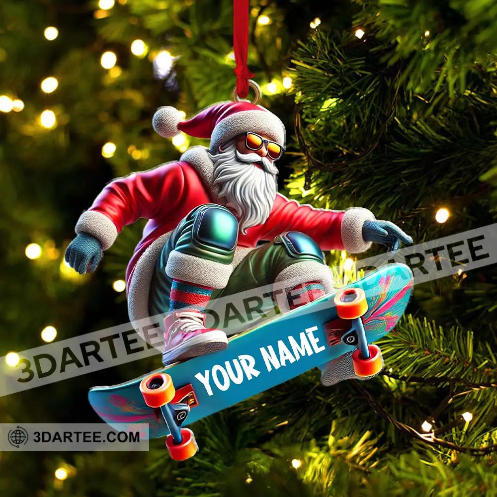 Skateboarding Santa Christmas Ornament Personalized Ornament Ornament