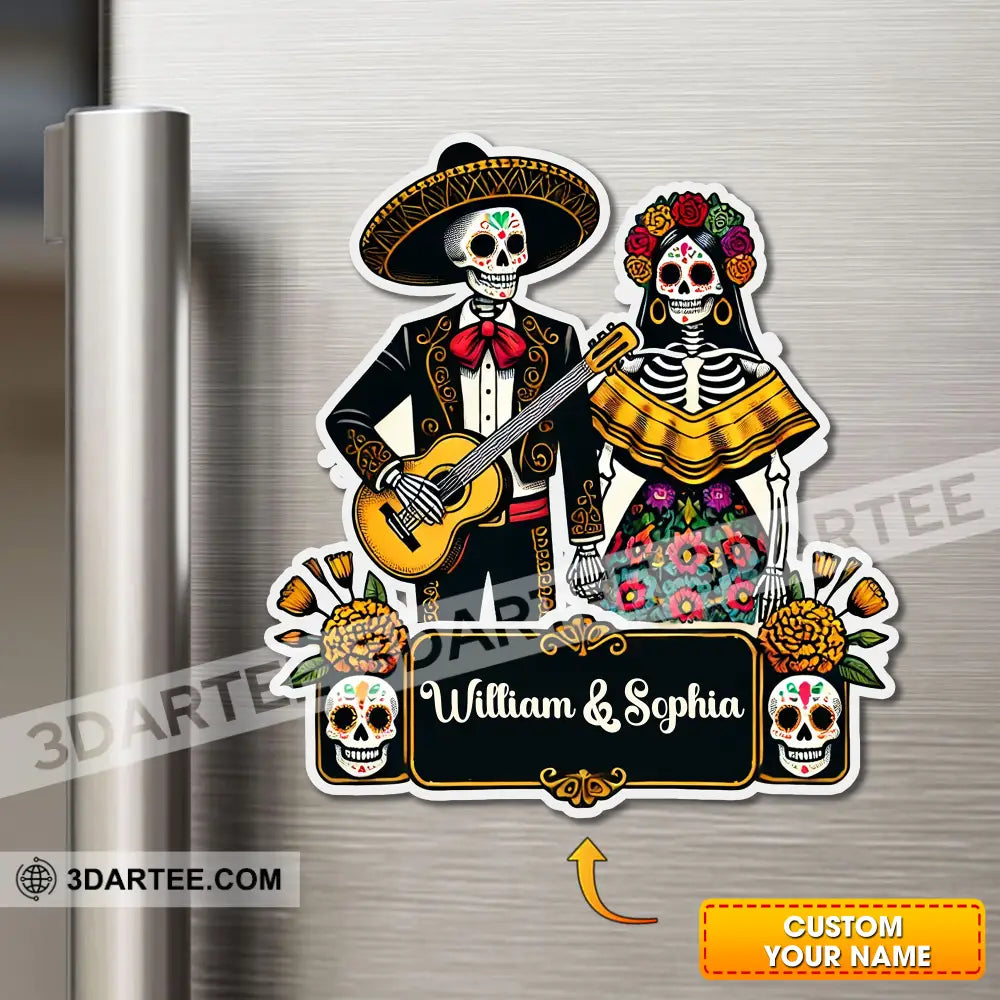 Skeletons Couple Fridge Magnet - Personalized 3.54’’ / 1 Piece