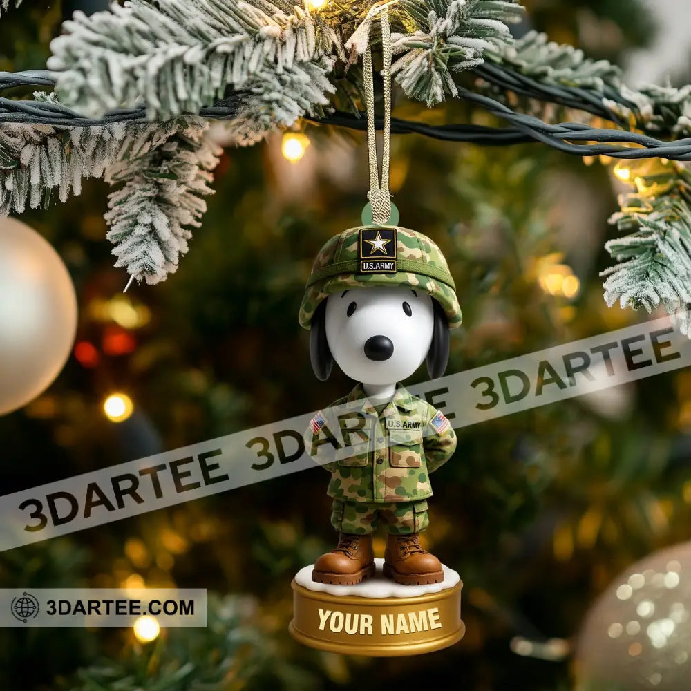 Snoopy Army Home Decor Christmas Ornament Personalized Ornament Ornament
