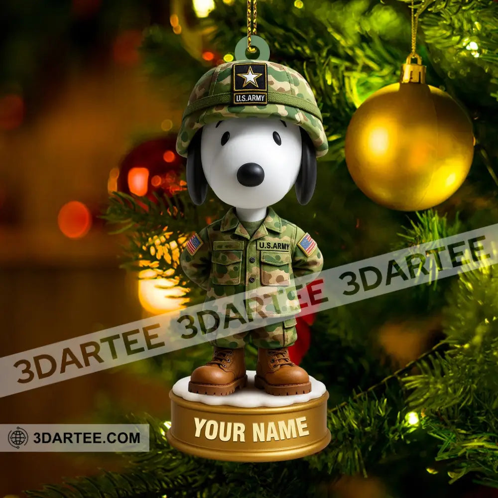 Snoopy Army Home Decor Christmas Ornament Personalized Ornament Ornament