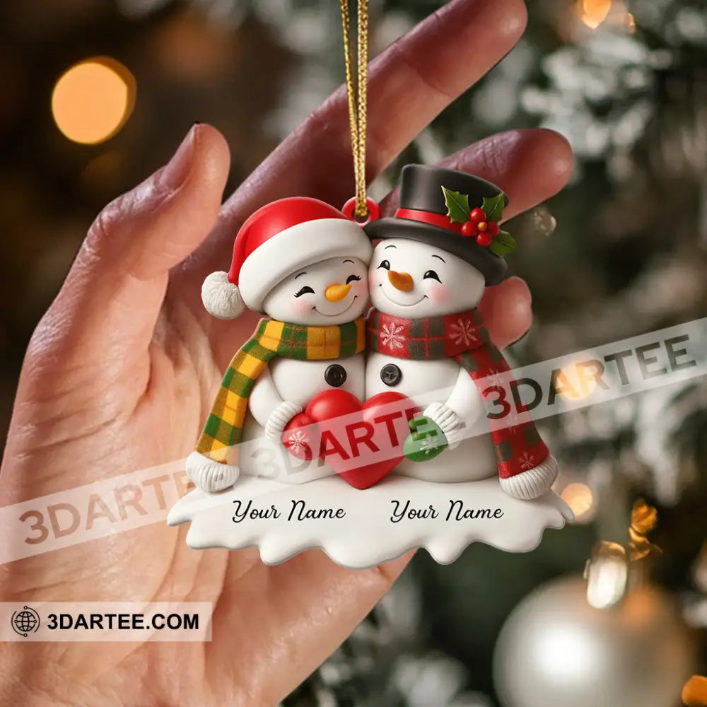 Snowman Couple Christmas Home Decor Christmas Ornament Personalized Ornament Ornament