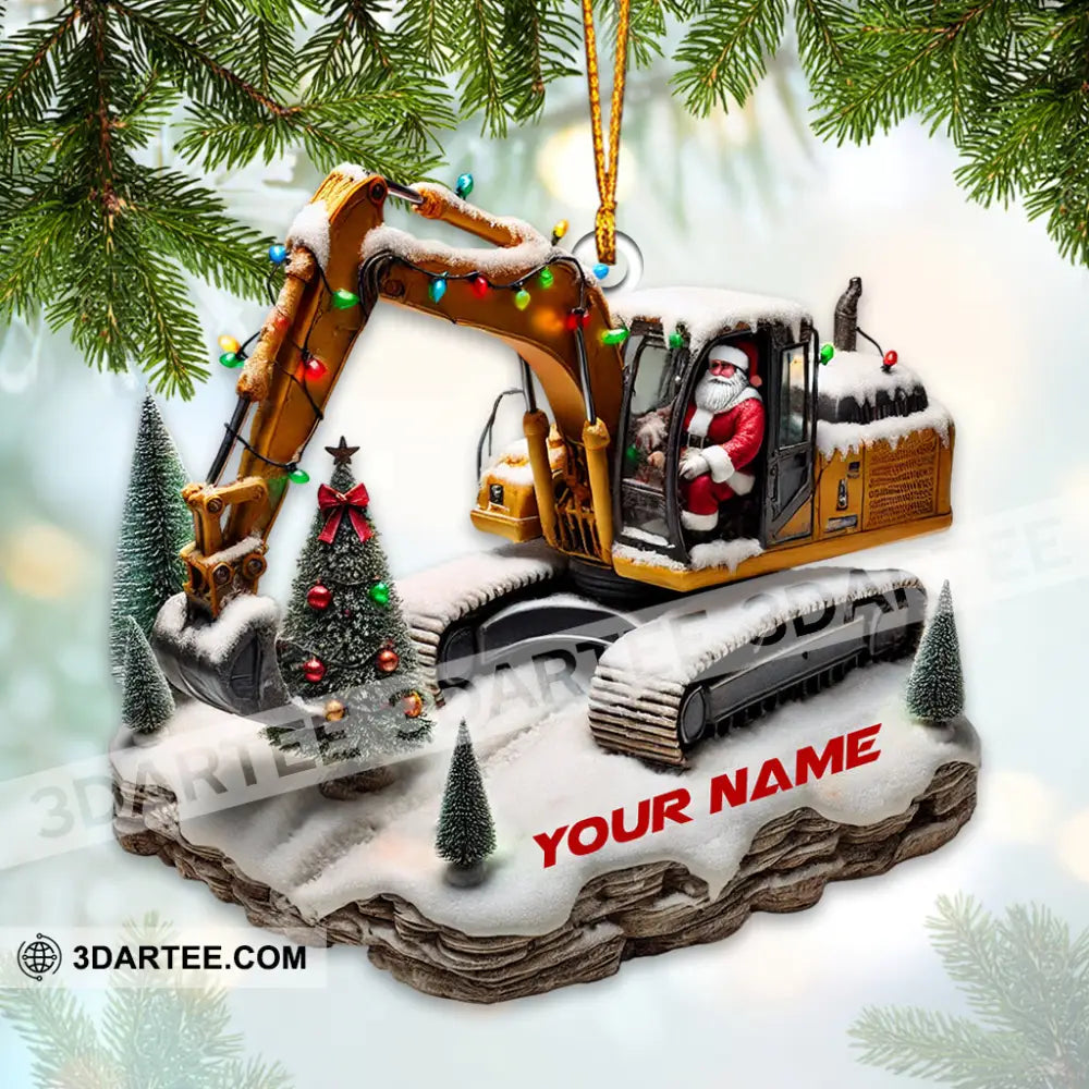Snowy Excavator Christmas Ornament Personalized Ornament Ornament