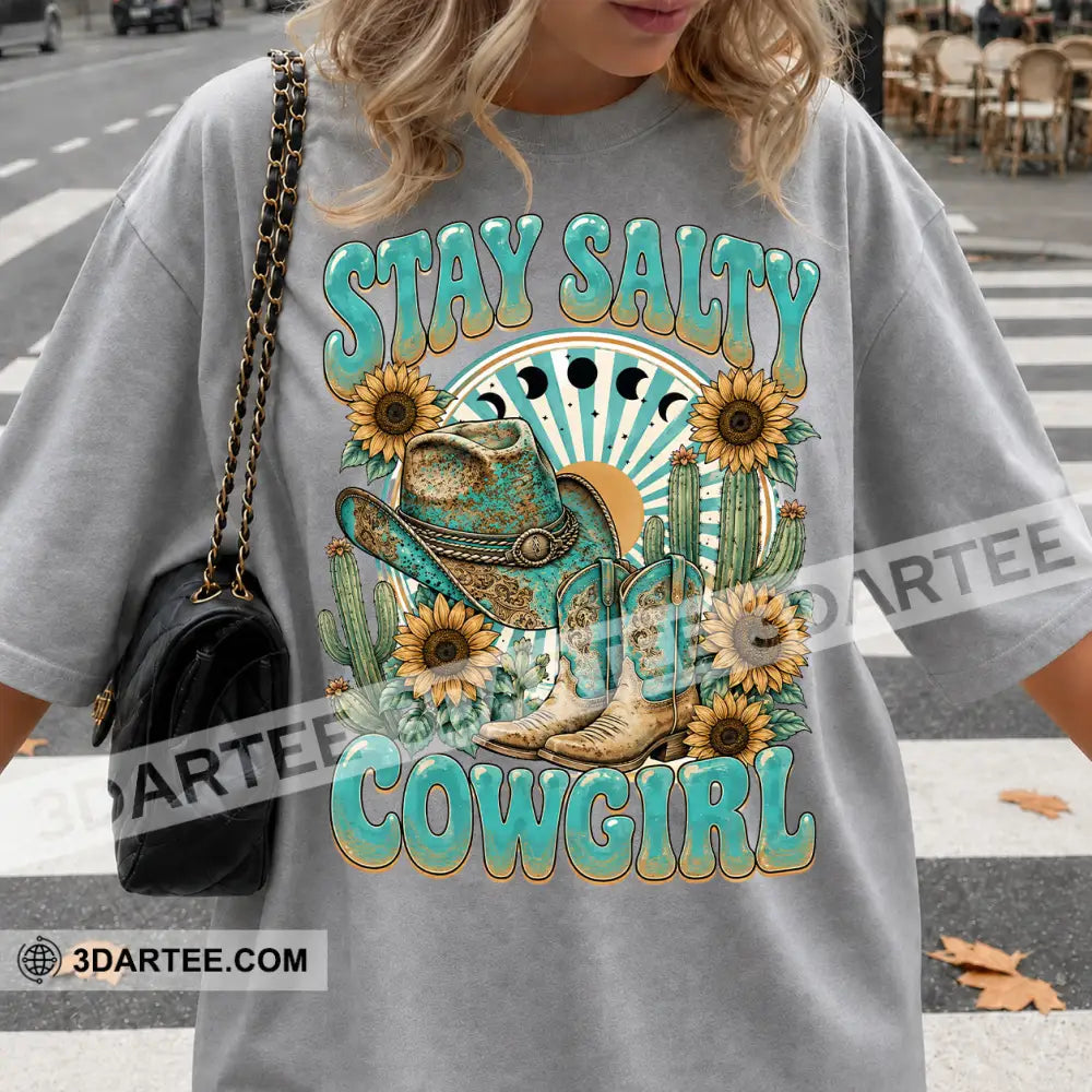 Stay Salty Cowgirl Cute T-Shirt Cute Collectible Gift - Classic Tee/Unisex Tee / Ash / S - Apparel
