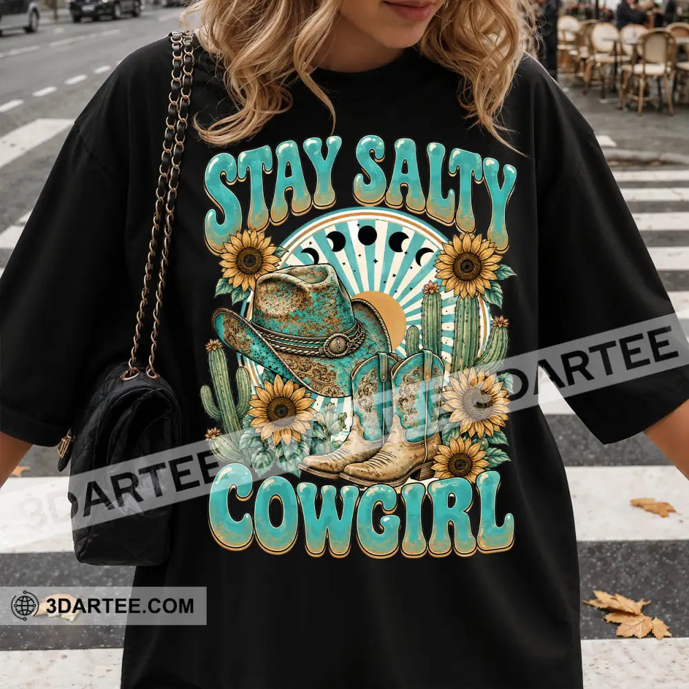 Stay Salty Cowgirl Cute T-Shirt Cute Collectible Gift - Classic Tee/Unisex Tee / Black / S - Apparel