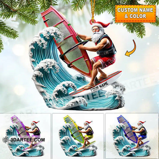 Surfing Santa Christmas Ornament Personalized Ornament 3.54’’ / 1 Ornament Ornament