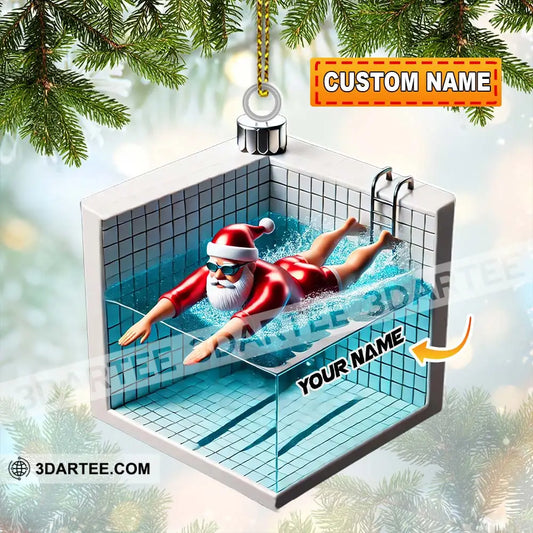 Swimming Santa Christmas Ornament Personalized Ornament 3.54’’ / 1 Ornament Ornament