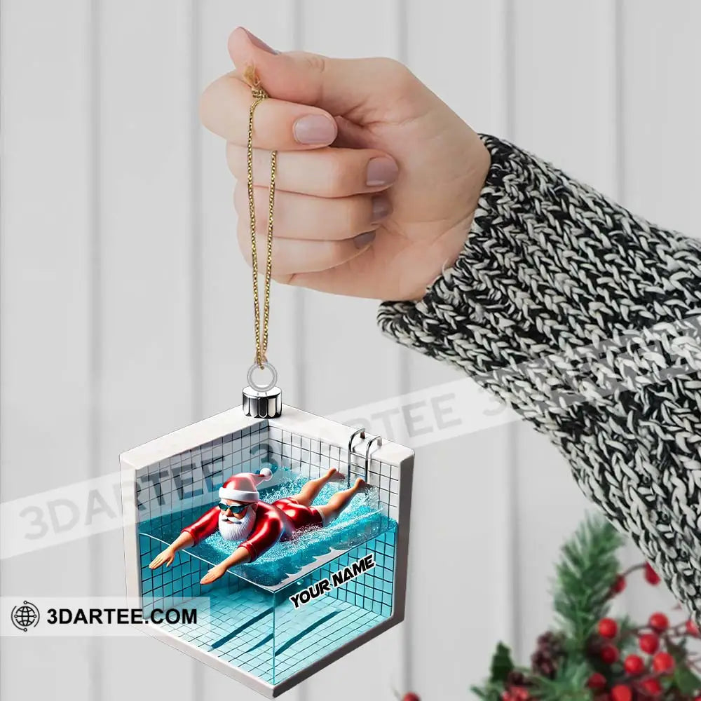Swimming Santa Christmas Ornament Personalized Ornament Ornament