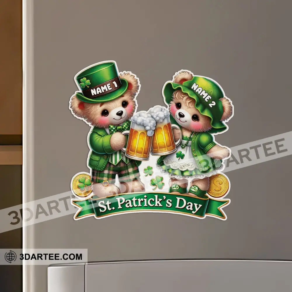 Teddy Couple St.patrick’s Day Fridge Magnet - Personalized 3.54’’ / 1 Piece