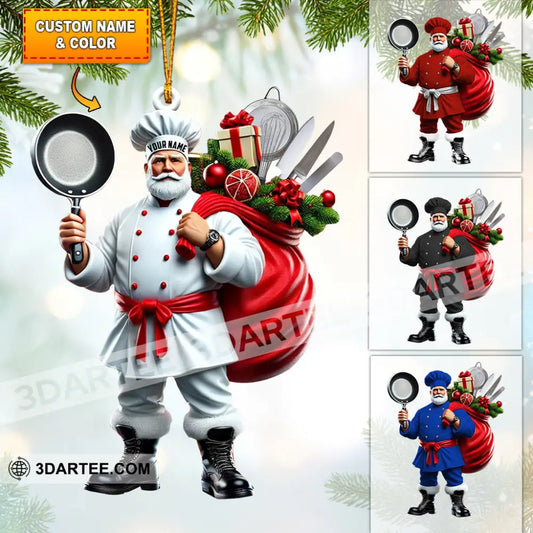 The Chef Santa Coming Christmas Ornament Personalized Ornament 3.54’’ / 1 Ornament Ornament