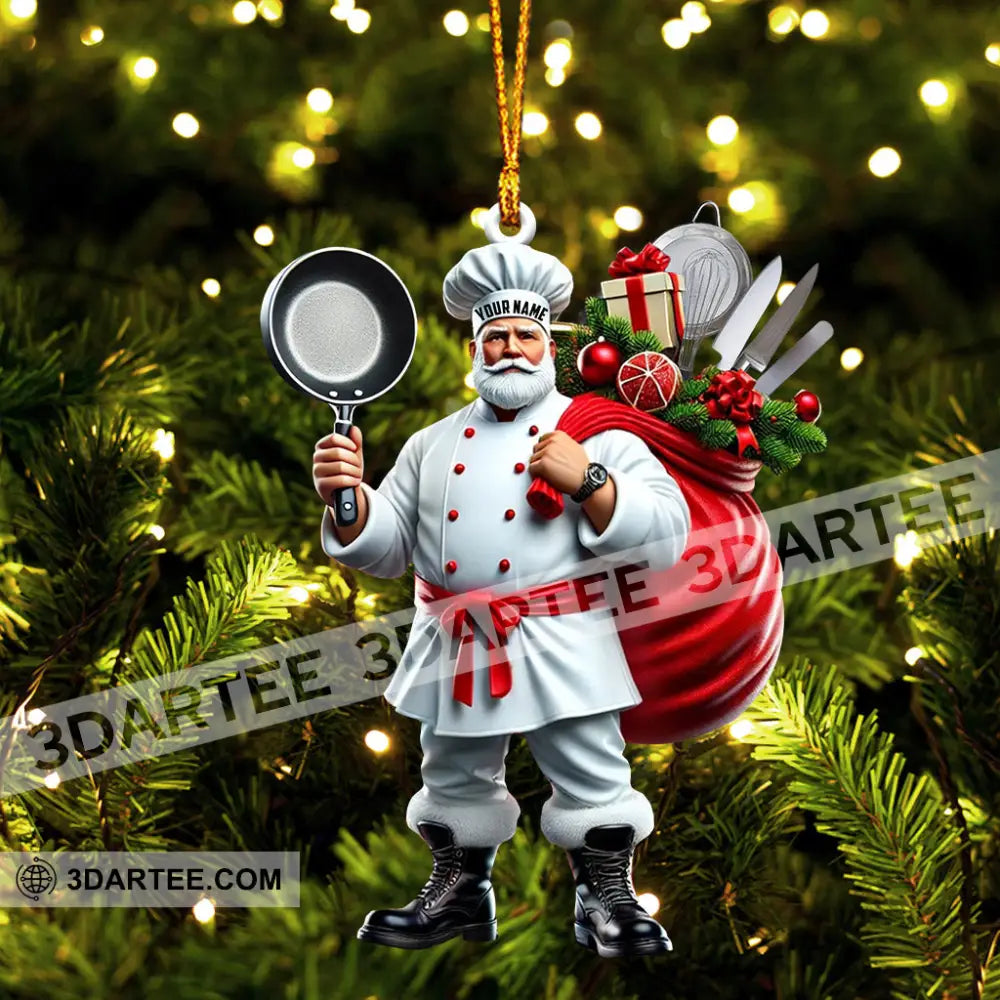 The Chef Santa Coming Christmas Ornament Personalized Ornament Ornament