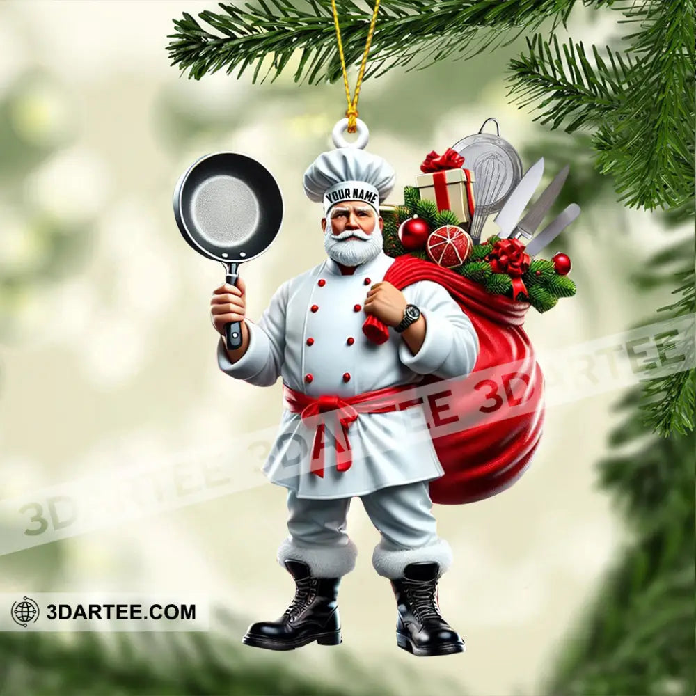 The Chef Santa Coming Christmas Ornament Personalized Ornament Ornament