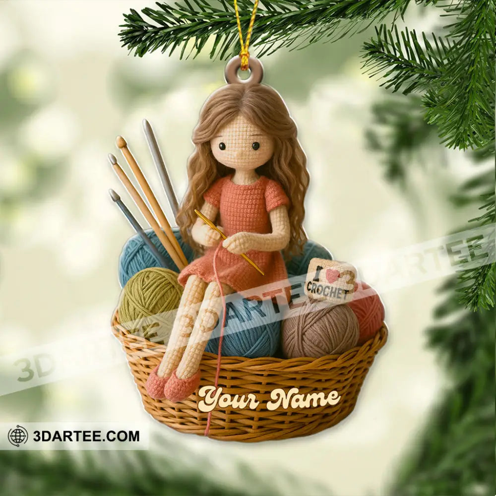 The Knitting Girl Crochet Home Decor Christmas Ornament Personalized Ornament Ornament
