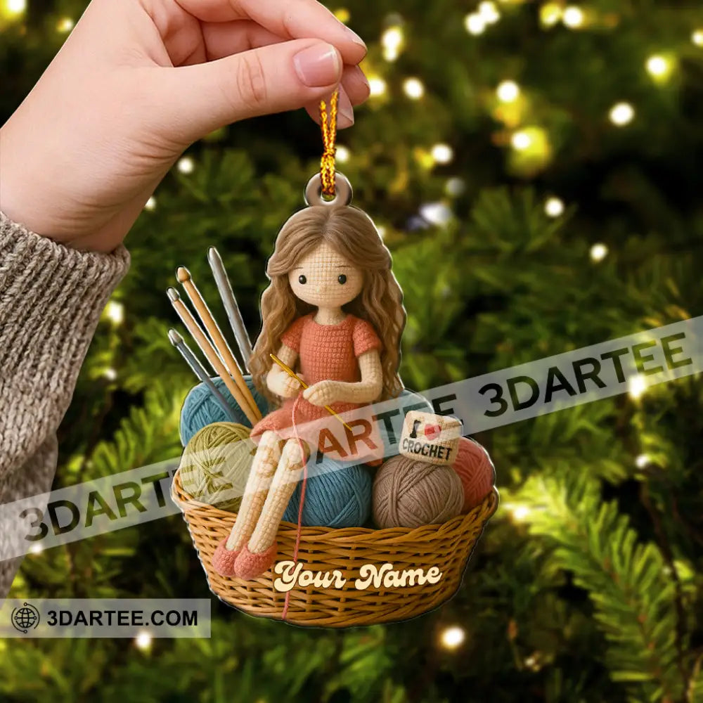 The Knitting Girl Crochet Home Decor Christmas Ornament Personalized Ornament Ornament